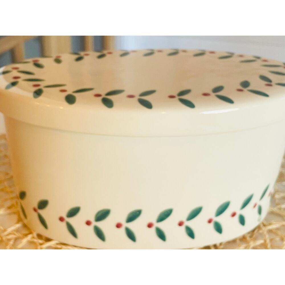 Vintage Hartstone Holly Berries Porcelain Crock